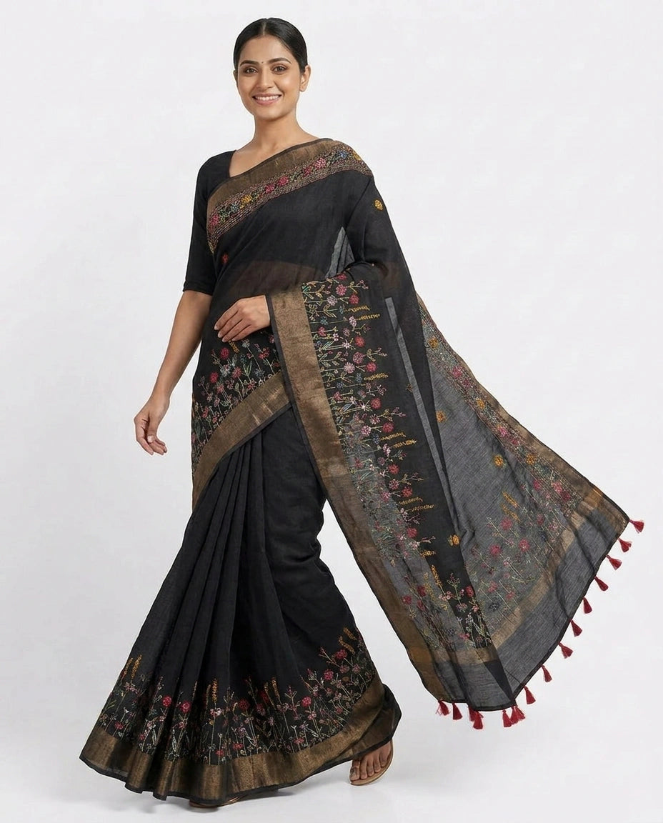 Tussar Linen Saree with Woven Detail
