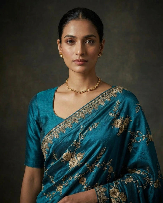Satin Designer Saree with Hand Embroidery for Festive Wear view 2