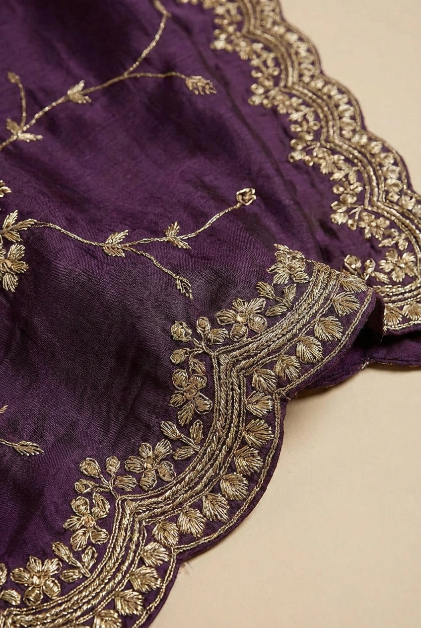 Handwoven Silk Embroidered Saree for Festive Evening