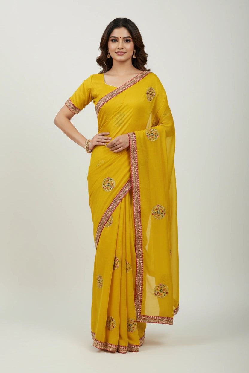 Handcrafted Tissue Embroidery Saree - Rangoli Sarees