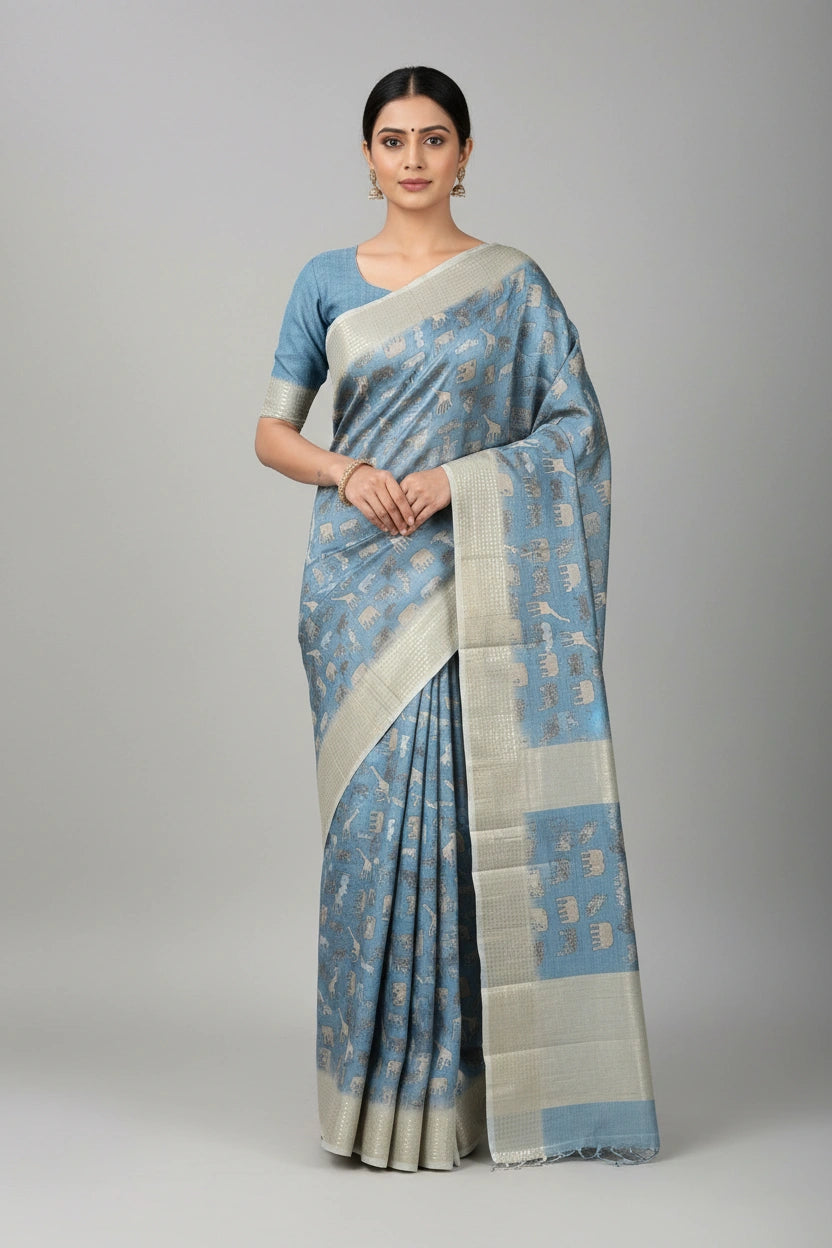 Everyday Tussar Silk Printed Saree - Rangoli Sarees