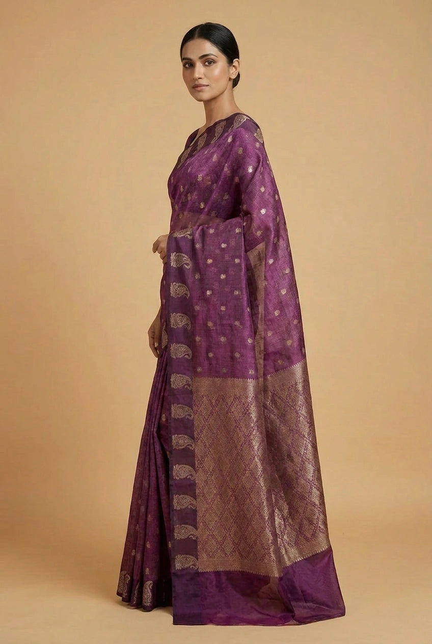 Cotton Banarasi Saree with Light Buti for Summer Festive