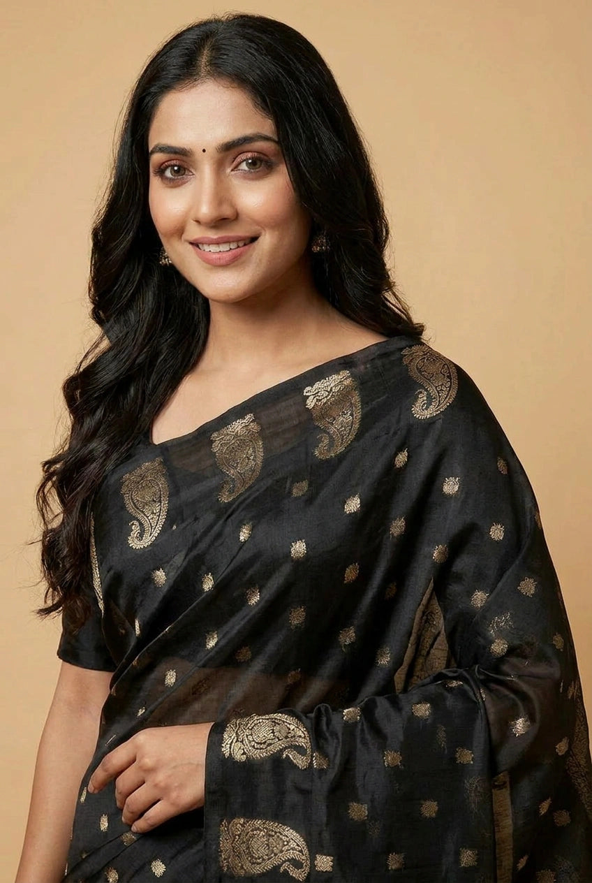 Cotton Banarasi Saree with Light Buti for Summer Festive