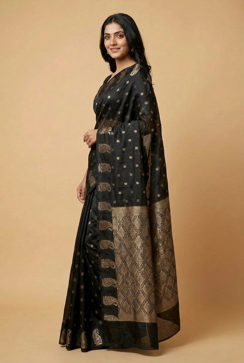 Cotton Banarasi Saree with Light Buti for Summer Festive