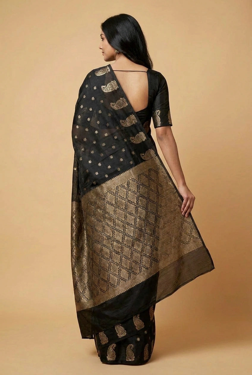 Cotton Banarasi Saree with Light Buti for Summer Festive