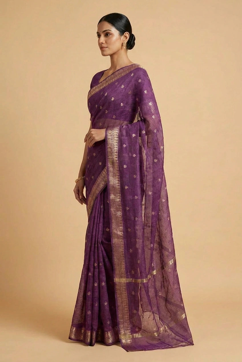 Cotton Banarasi Saree with Daily Banarasi for Casual Pujas