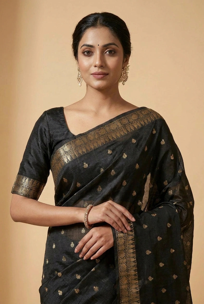 Cotton Banarasi Saree with Daily Banarasi for Casual Pujas