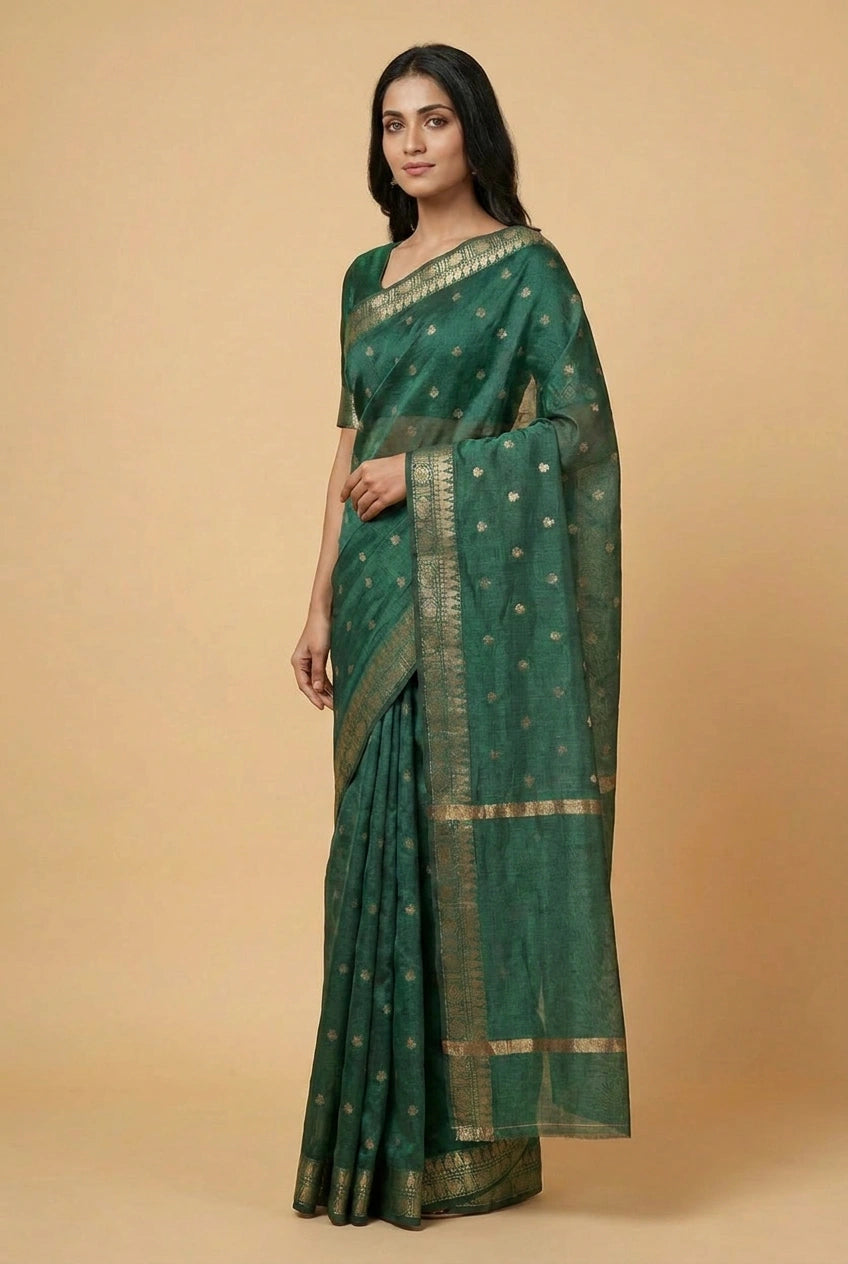 Cotton Banarasi Saree with Daily Banarasi for Casual Pujas
