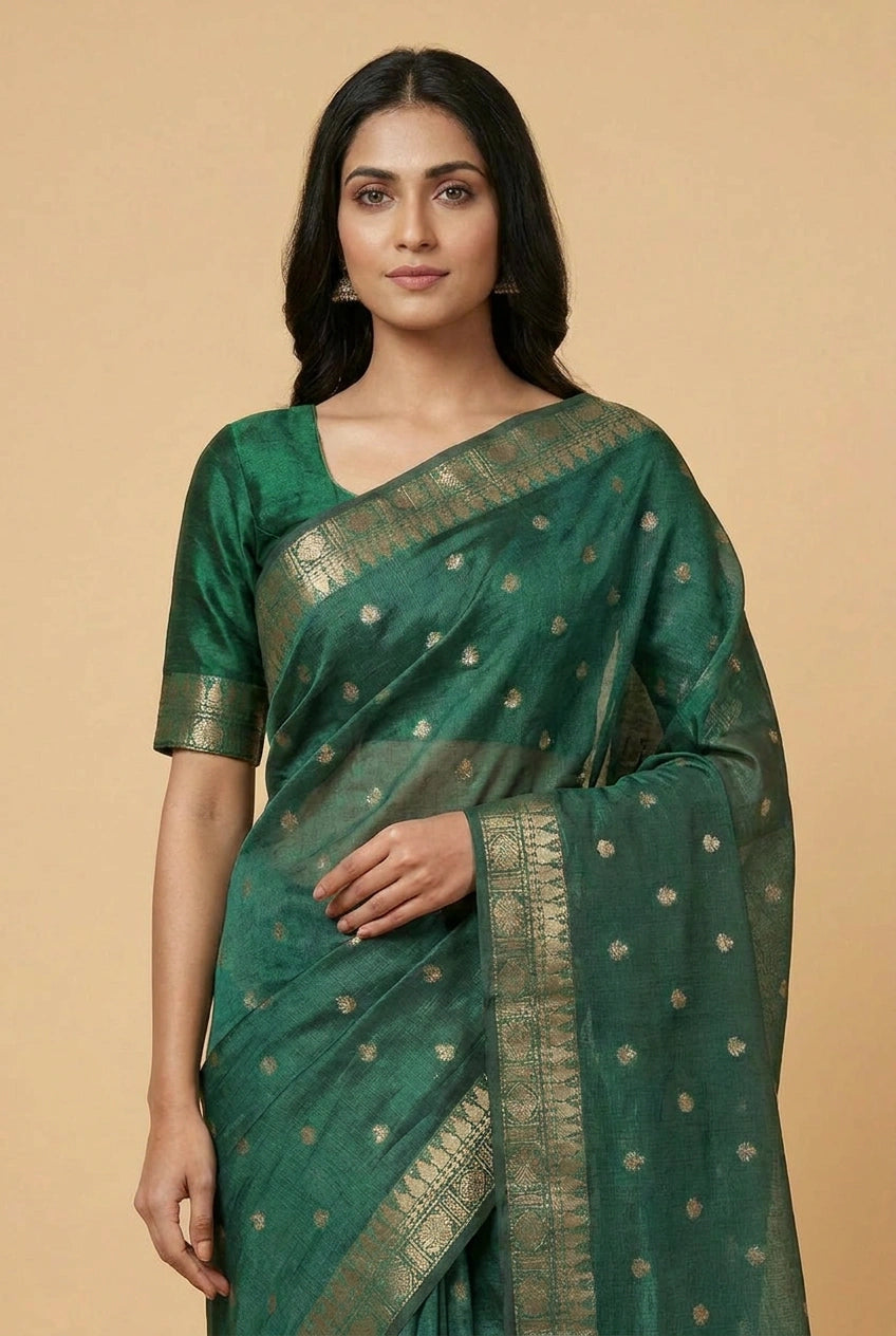 Cotton Banarasi Saree with Daily Banarasi for Casual Pujas