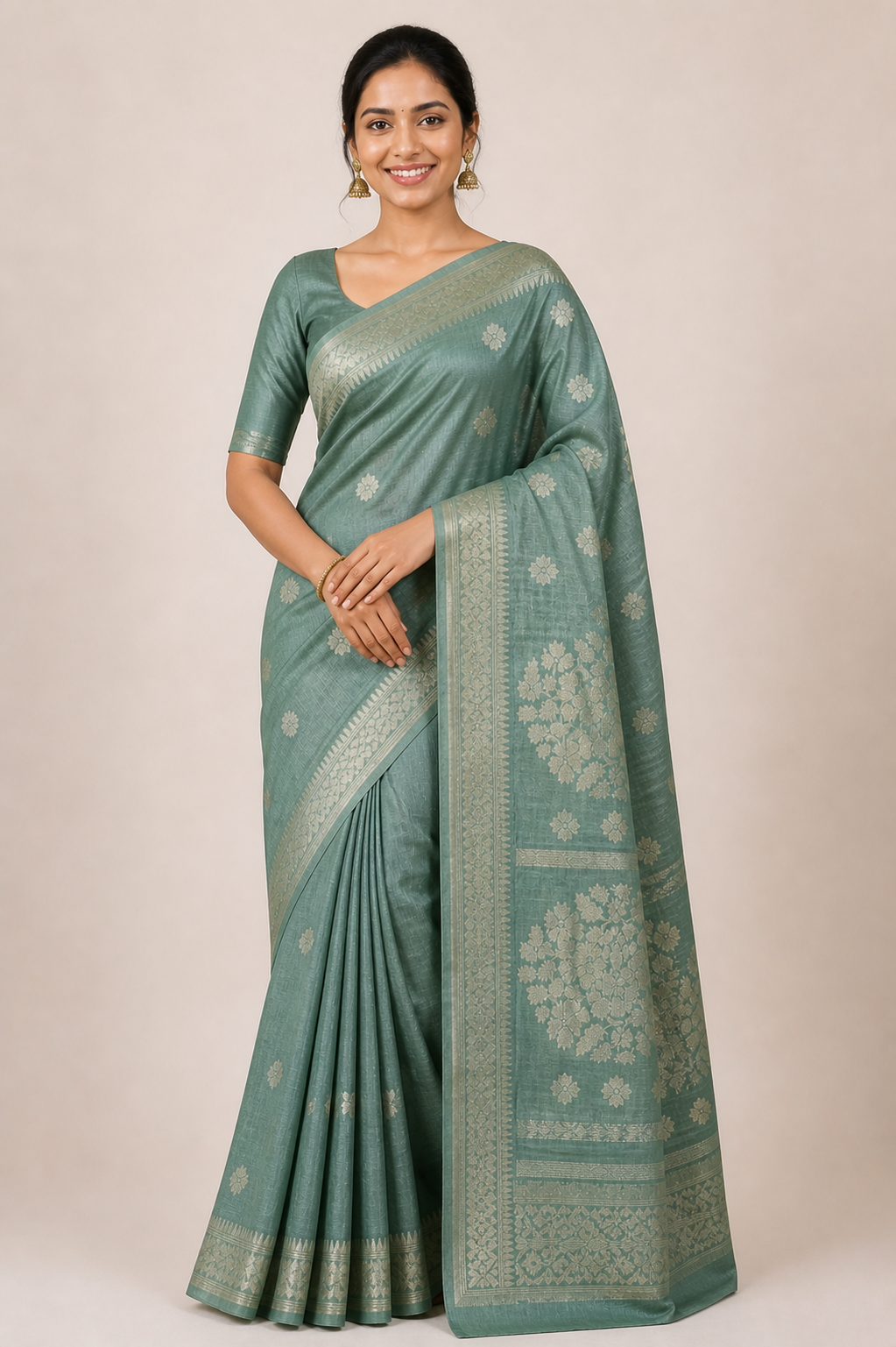 Pure Pure Cotton Saree with Traditional South Indian Weave