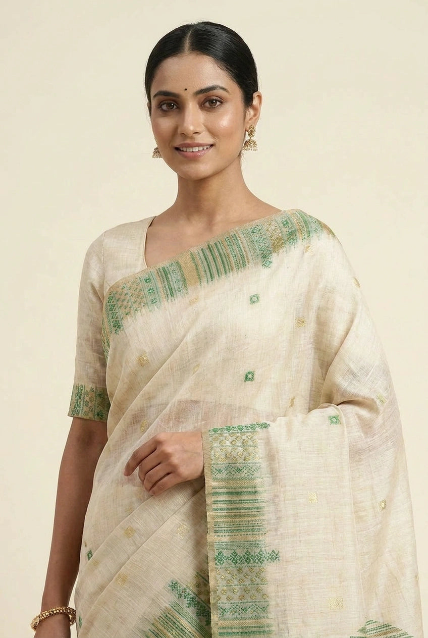 Cotton South Saree with South Border for Family Function
