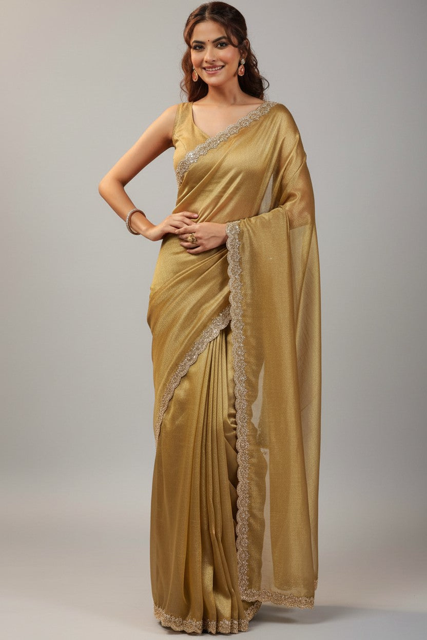 Handcrafted Tissue Embroidery Saree - Rangoli Sarees