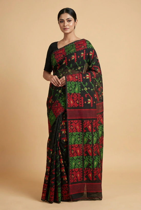 Black Bengal Handloom Cotton Saree for Daily Wear