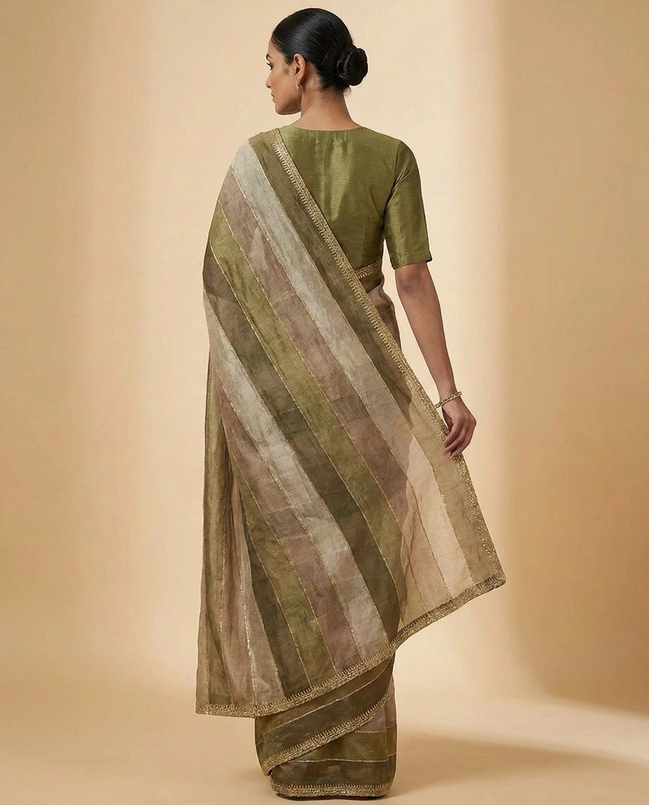 Pink Foil Georgette Saree with Printed Foil and Embroidery Work - Rangoli India