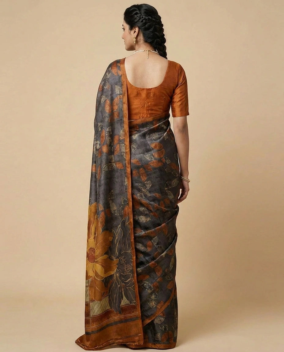 Tussar Silk Lightweight Saree with Digital Print Design view 3