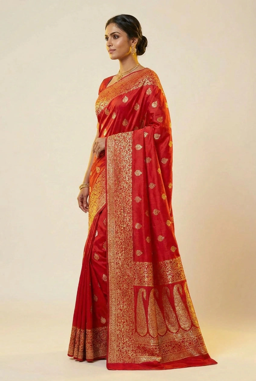 Takshila South Weave Silk Katan Saree in Rich Colors