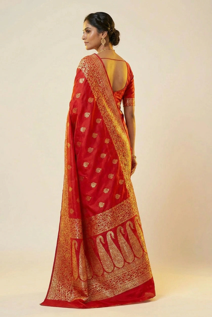 Takshila South Weave Silk Katan Saree in Rich Colors
