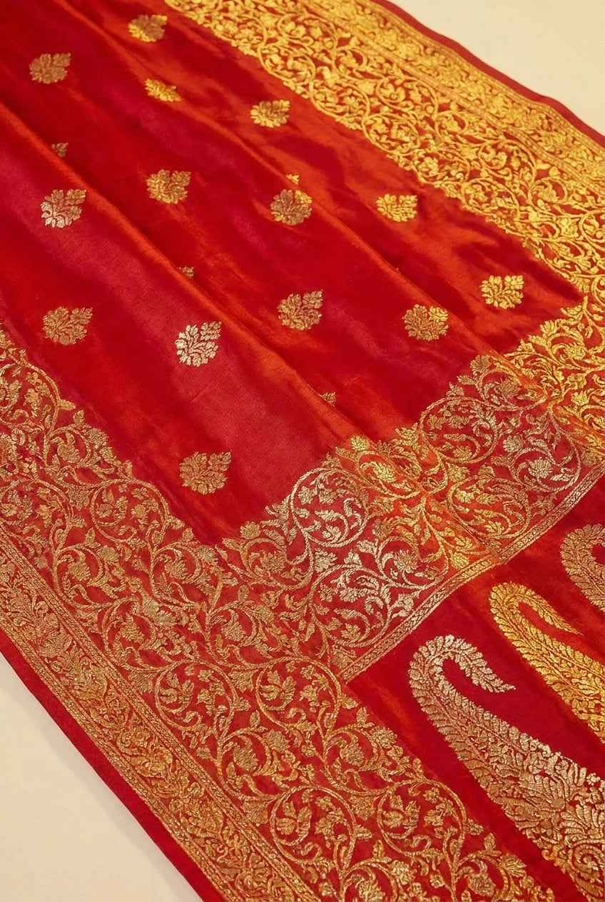 Takshila South Weave Silk Katan Saree in Rich Colors