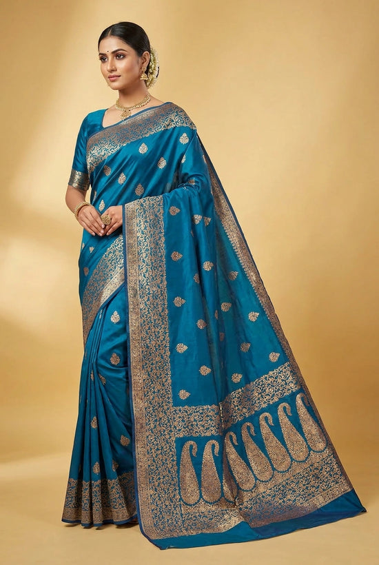 Takshila South Weave Silk Katan Saree in Rich Colors