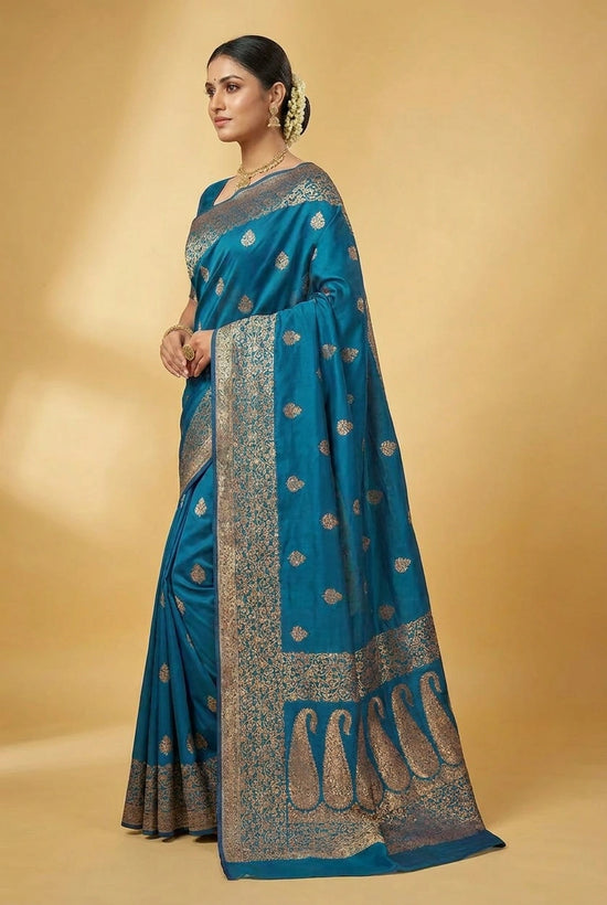 Takshila South Weave Silk Katan Saree in Rich Colors