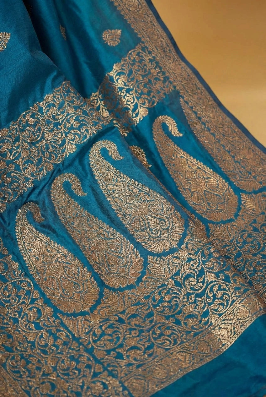 Takshila South Weave Silk Katan Saree in Rich Colors