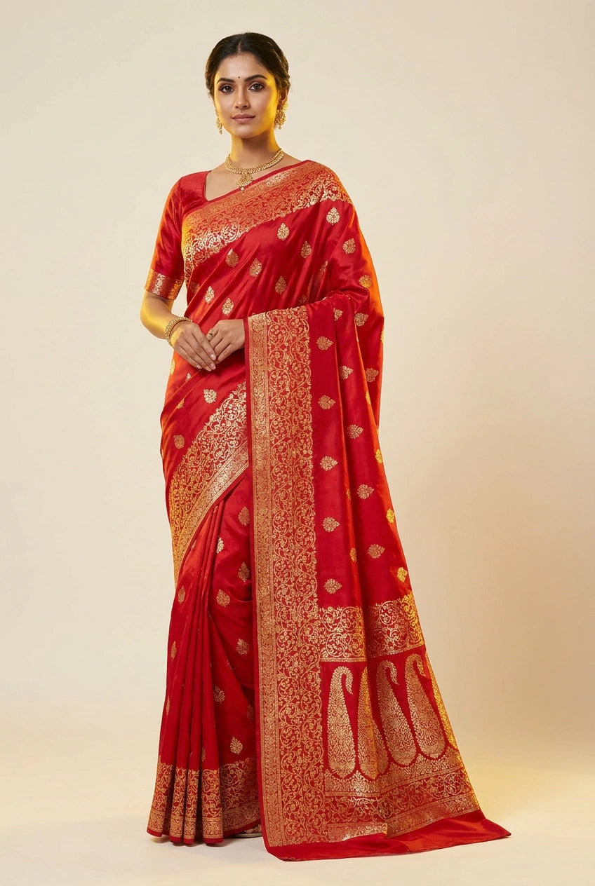 Takshila South Weave Silk Katan Saree in Rich Colors