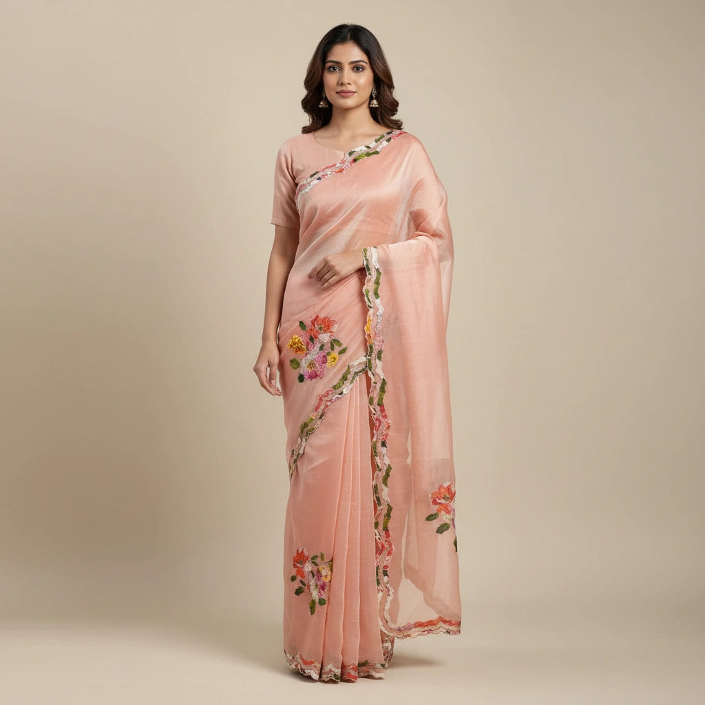 Embroidered Designer Saree With Signature Blouse