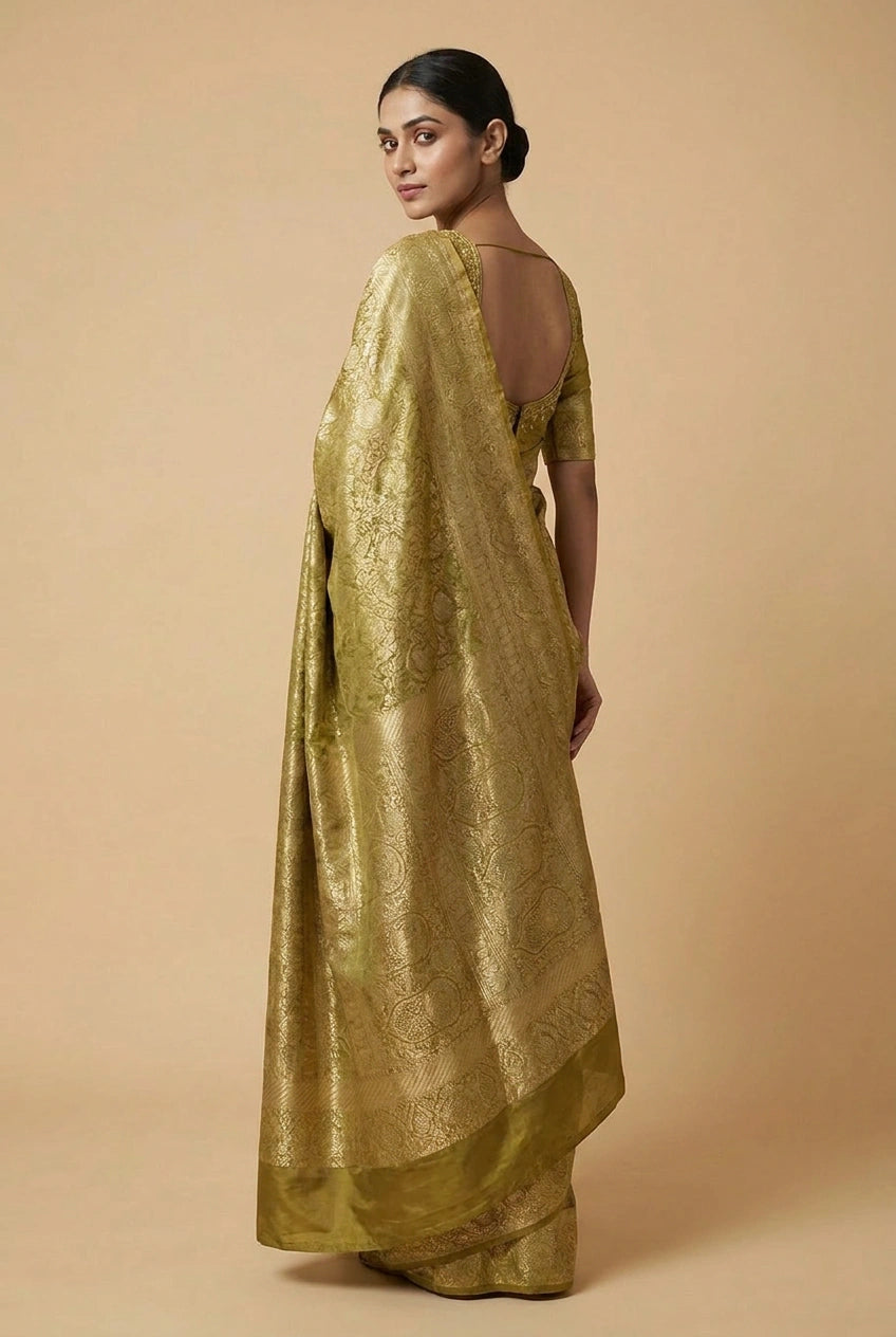 Tissue South Saree with South Weave for Reception Day