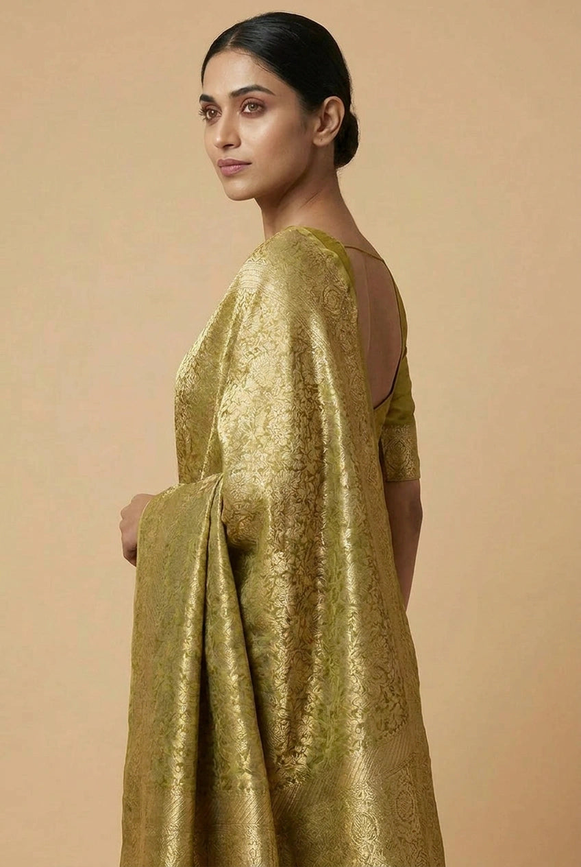 Tissue South Saree with South Weave for Reception Day