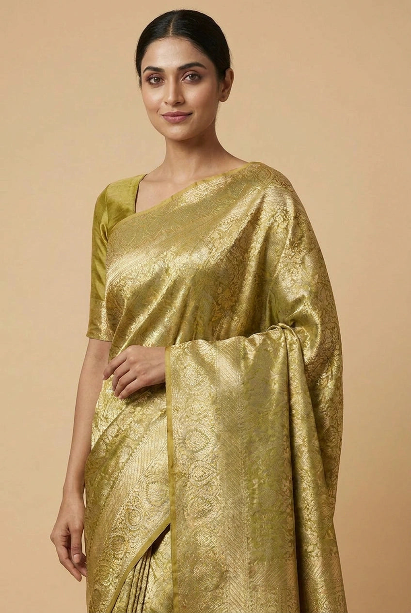 Tissue South Saree with South Weave for Reception Day