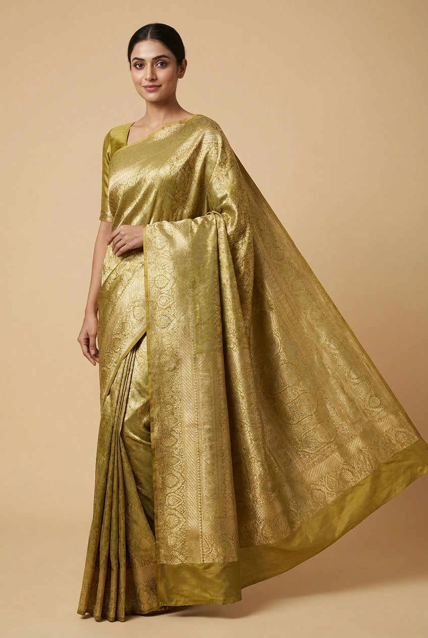 Tissue South Saree with South Weave for Reception Day