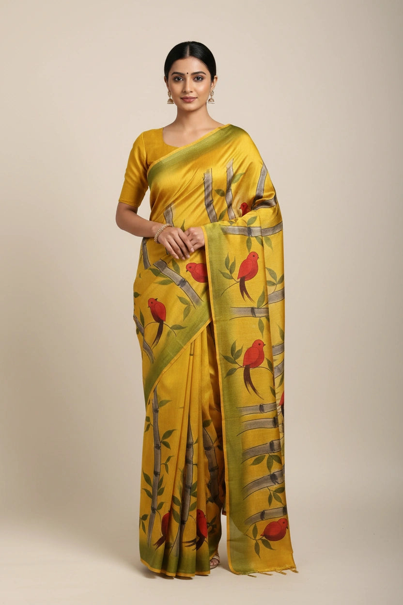 Everyday Tussar Silk Printed Saree - Rangoli Sarees
