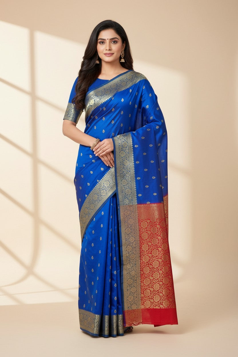 Handcrafted Pure Silk Katan Banarasi Silk Saree - Bottle Green | Rangoli