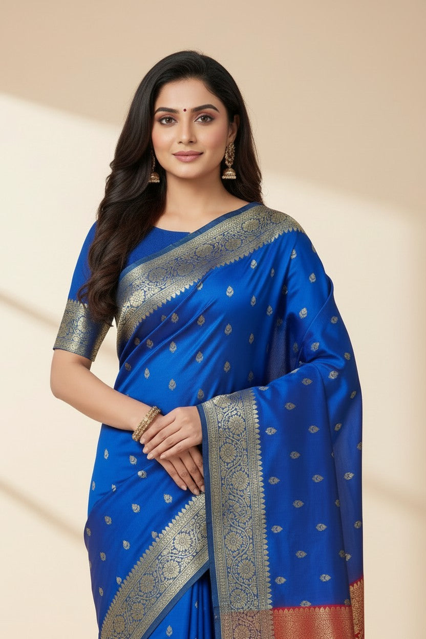 Handcrafted Pure Silk Katan Banarasi Silk Saree - Wine | Rangoli