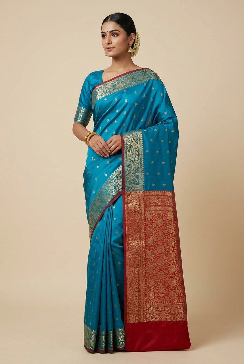 Handcrafted Pure Silk Katan Banarasi Silk Saree - Rani | Rangoli