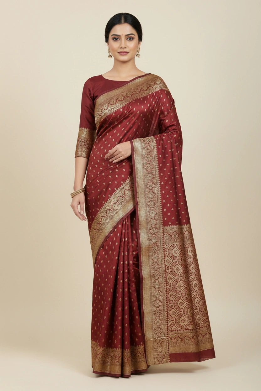 Handcrafted Pure Silk Katan Banarasi Silk Saree - Rama Blue | Rangoli