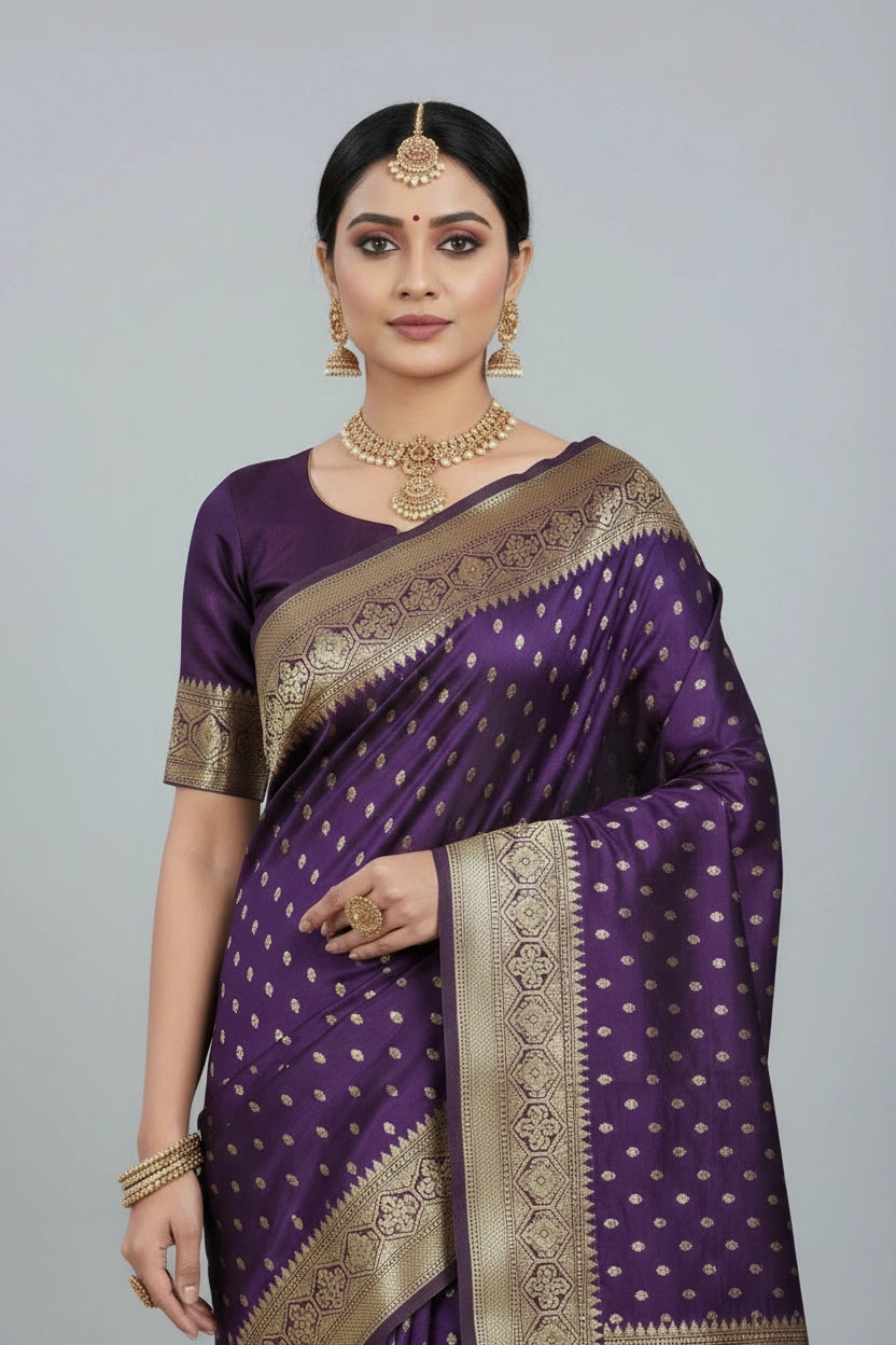 Handcrafted Pure Silk Katan Banarasi Silk Saree - Orange | Rangoli