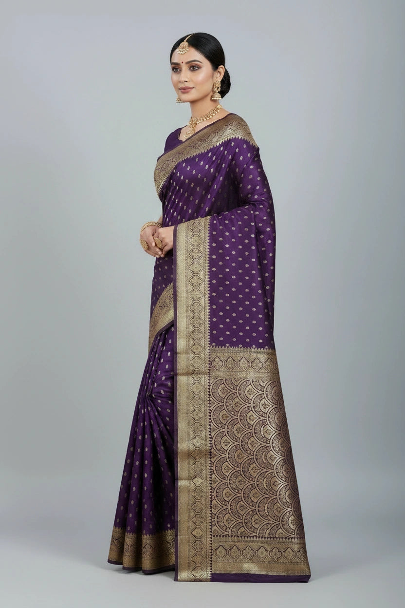 Handcrafted Pure Silk Katan Banarasi Silk Saree - Onion Pink | Rangoli