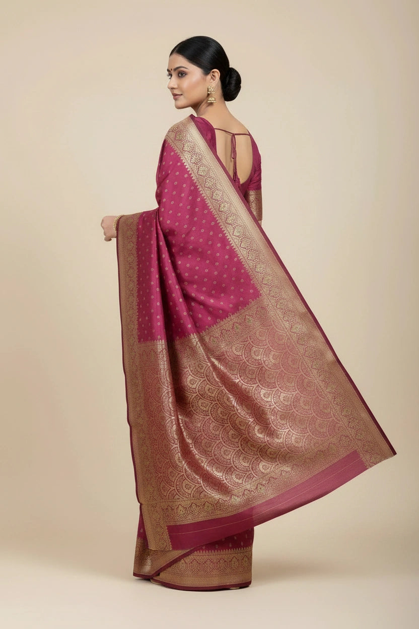 Handcrafted Pure Silk Katan Banarasi Silk Saree - Mustard | Rangoli
