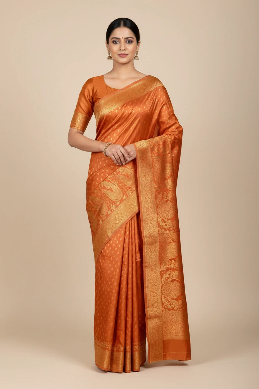 Pure Silk Katan Saree with Traditional South Indian Weave