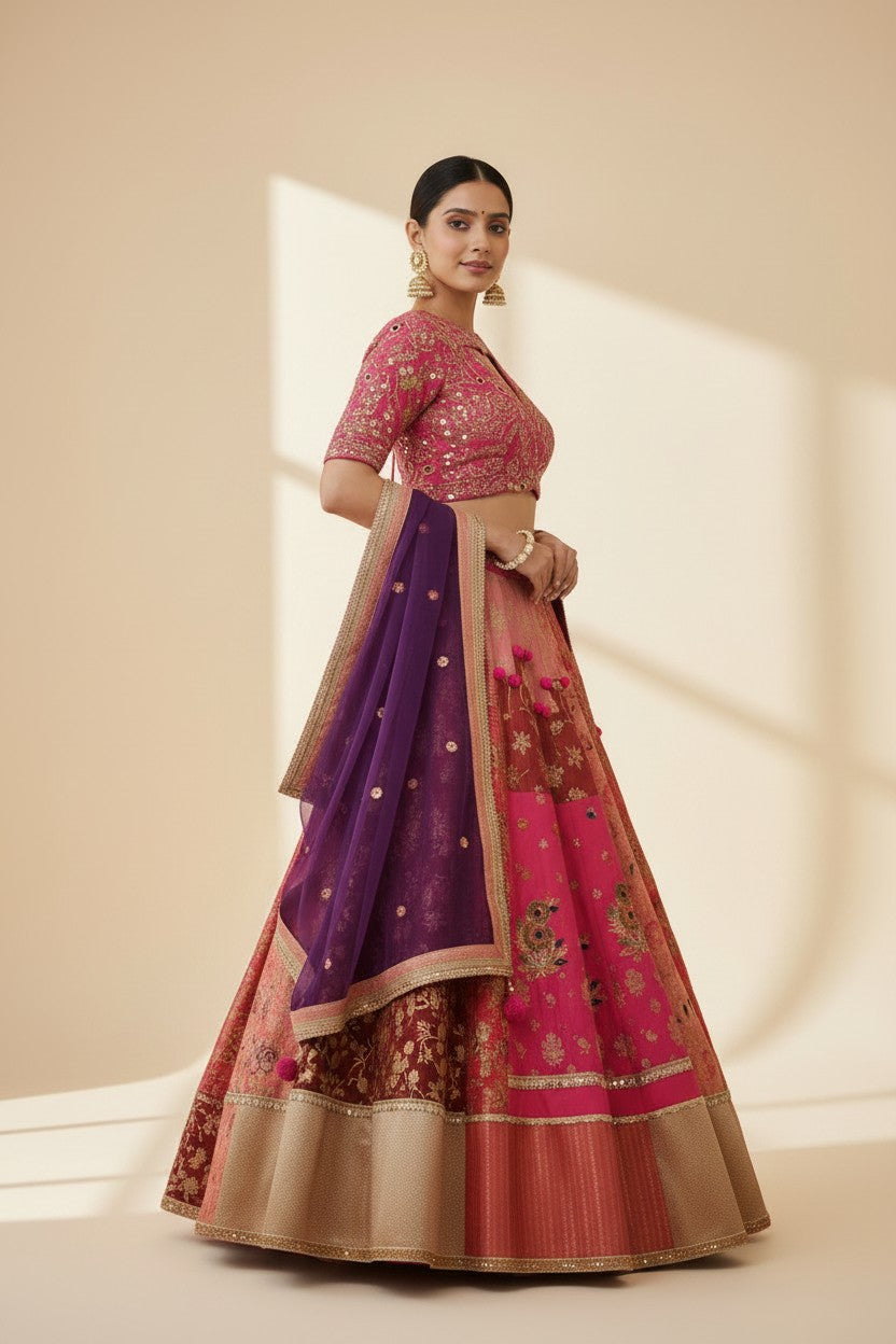 Premium Silk Katan Lehenga Choli Set - View 2 | Rangoli