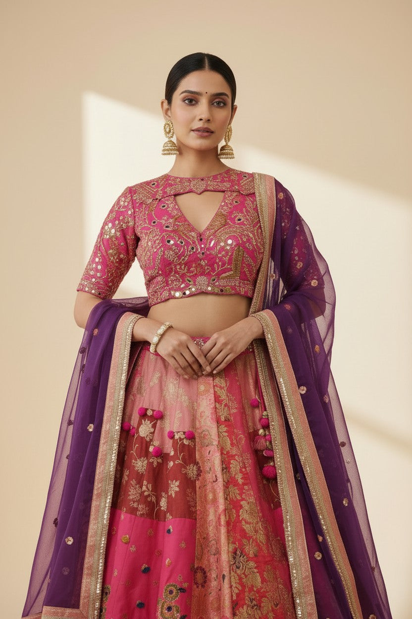 Premium Silk Katan Lehenga Choli Set - View 3 | Rangoli