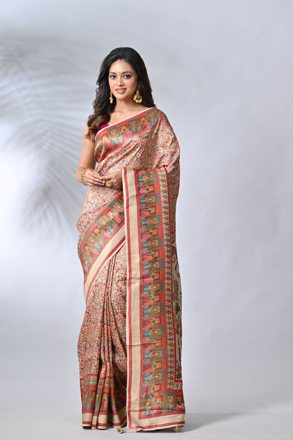 Beige Dola Silk Saree