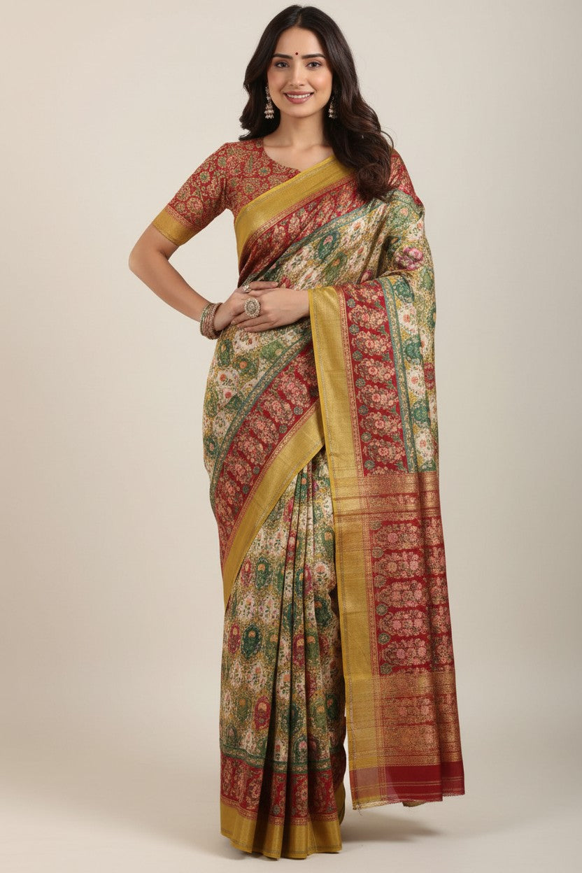 Heritage Zari Mashru Silk Banarasi Saree - Rangoli Sarees