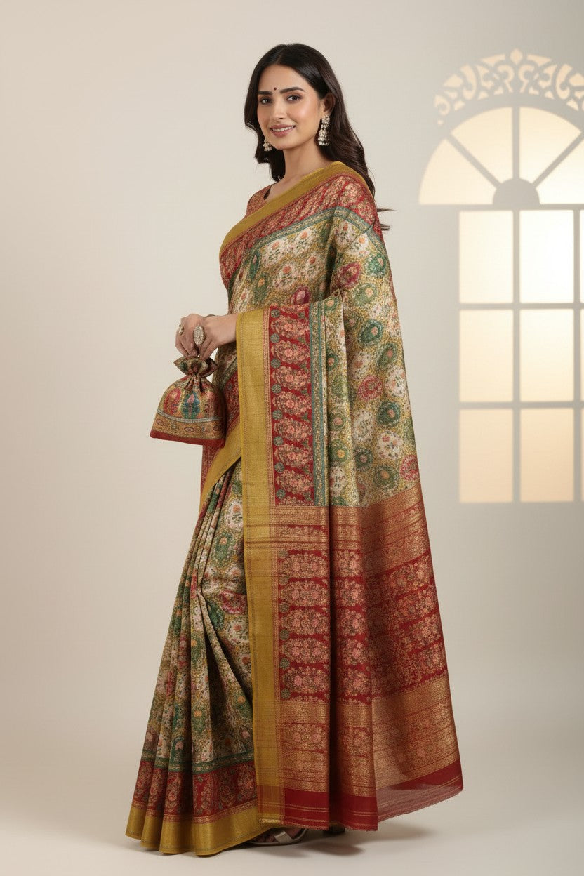 Heritage Zari Mashru Silk Banarasi Saree - Rangoli Sarees