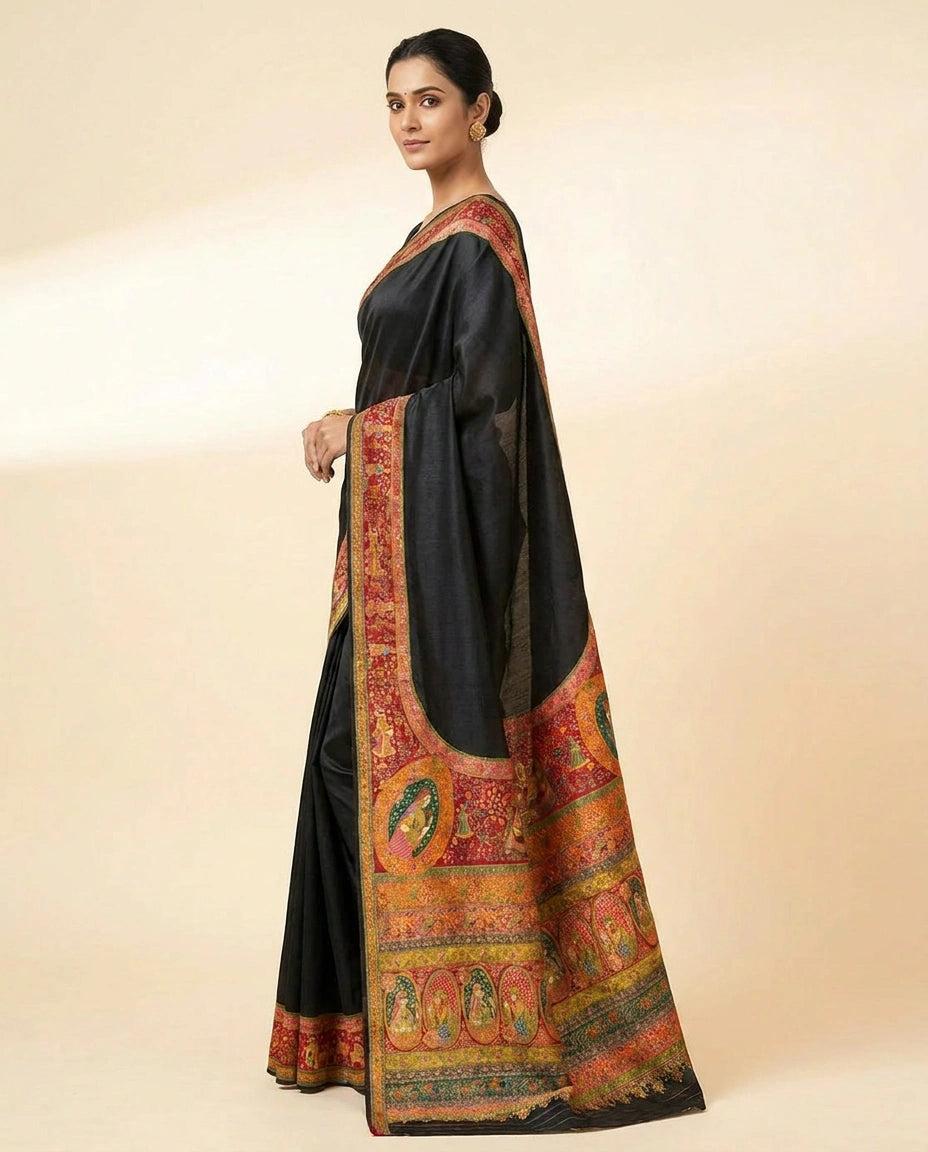 Dola Silk Handloom Banarasi Saree with Woven Zari Brocade view 3