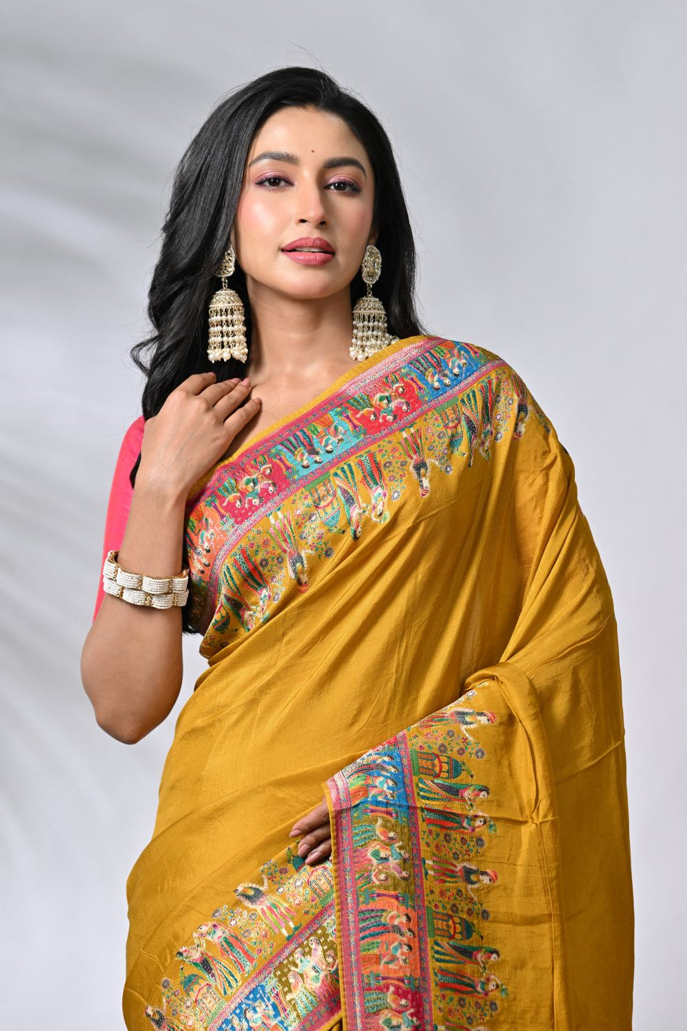 Mustard Silk Katan Sarees