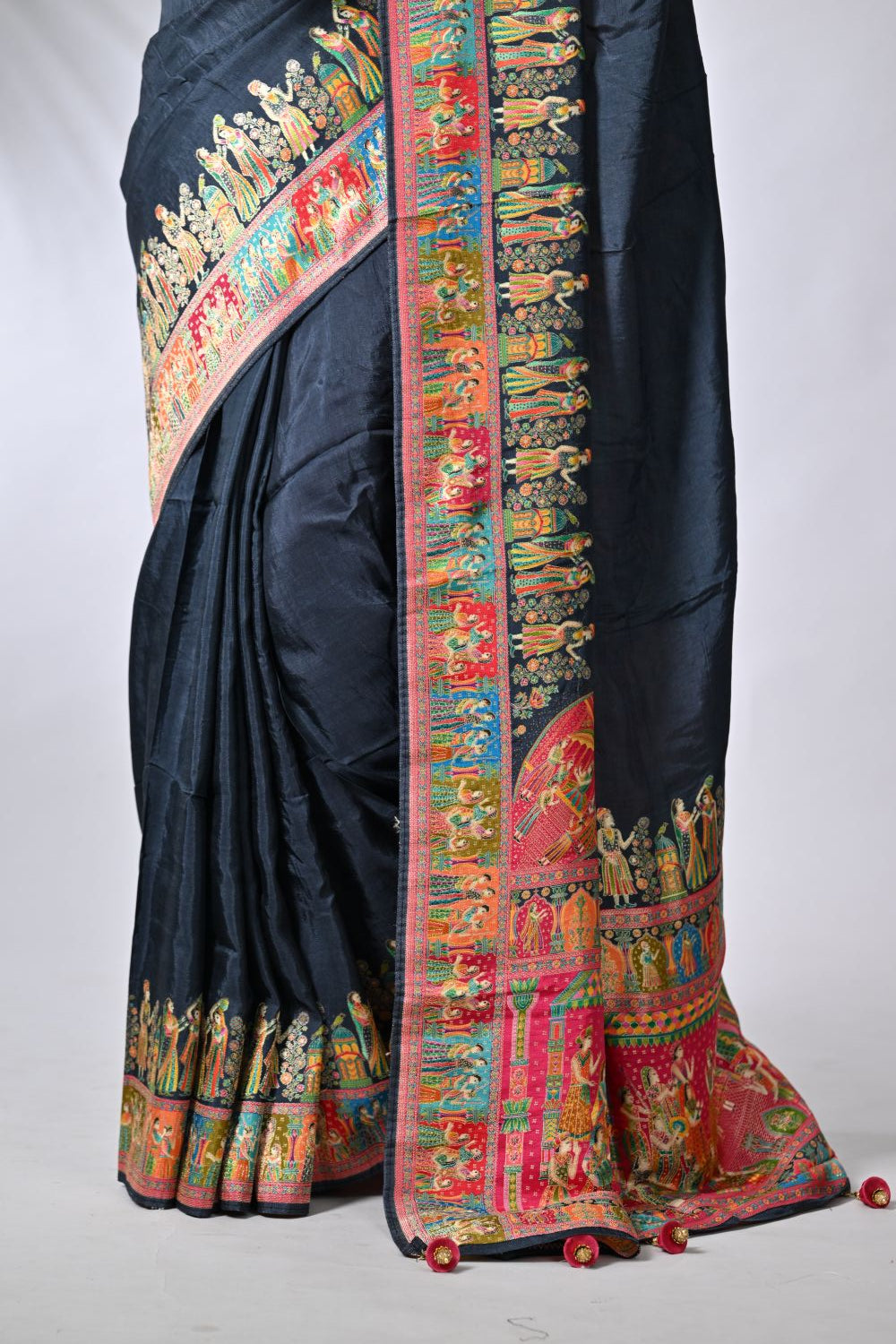 Black Kani Silk Katan Saree