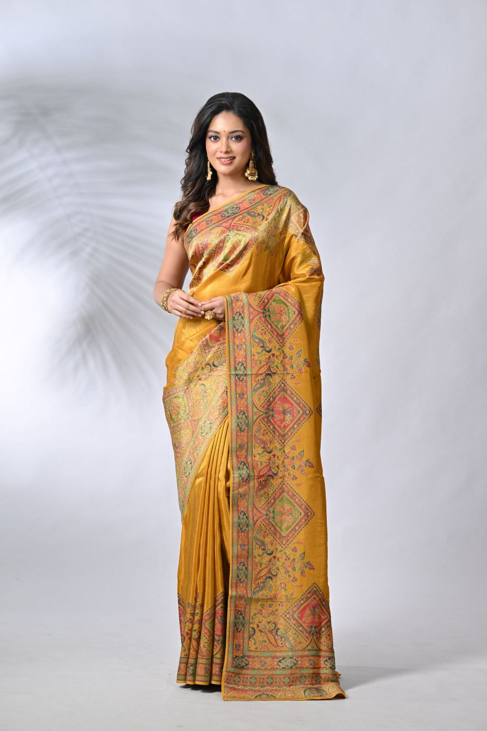 Mustard Kani Silk Katan Saree