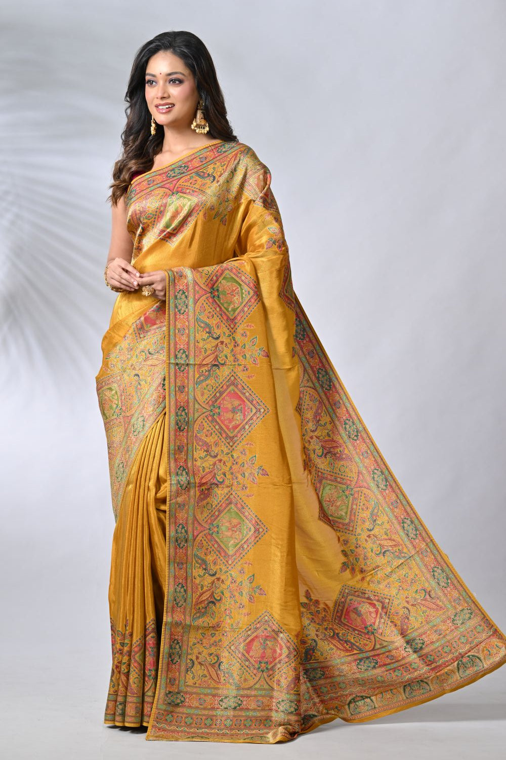 Mustard Kani Silk Katan Saree